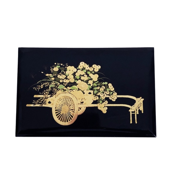 Otagiri Music Box Jewelry Box Lacquer Flower Cart Vintage Trinket Box - Picture 3 of 7